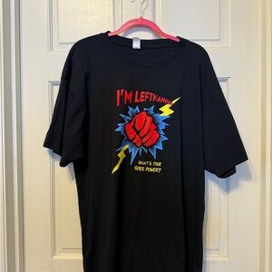 Black lefthanded graphic tee